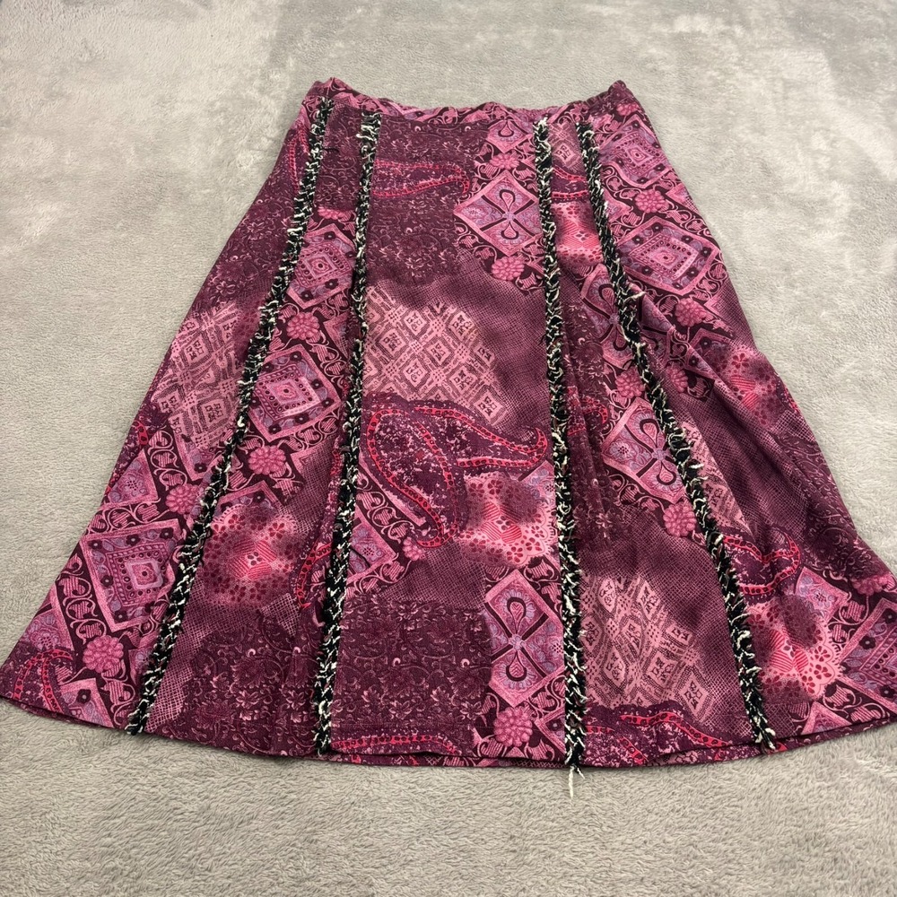 VTG Koos of Course Velvet A-Line Skirt Womens 14 Purple Mixed Media Fairy Artsy‎